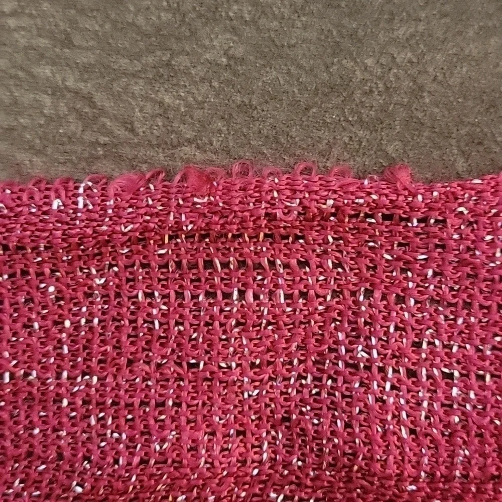 3/$30 VTG Fuscia Metallic Silver Long Skinny Fringe Disco Sash Scarf
